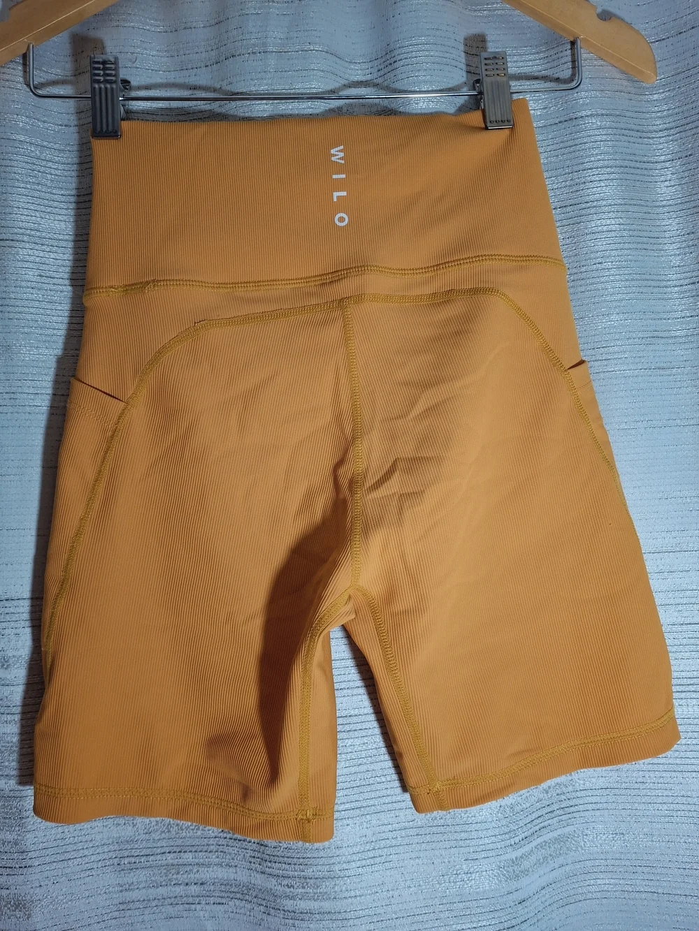 High-Waist Women’s Ribbed Bike Shorts in Marigold Small